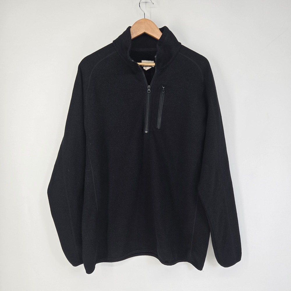 Stetson Fleece Pullover Mens XL Black Quarter Zip Pocket Sweatshirt
